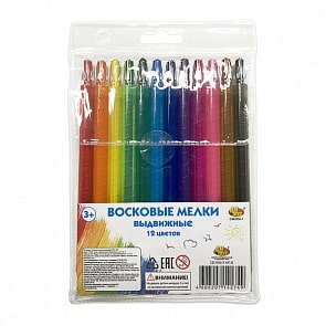 Мелки восковые выдвижные, 12 штук (ABtoys, CM2830-1)