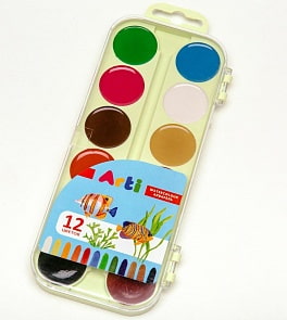 Акварель медовая п/сухая - Craft and joy, 12 цветов, без кисти (Arti, К000365)