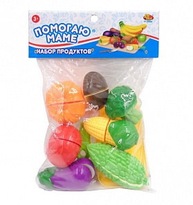 Набор продуктов для резки на липучках из серии Помогаю Маме, 16 предметов, в пакете (ABtoys, PT-00886)