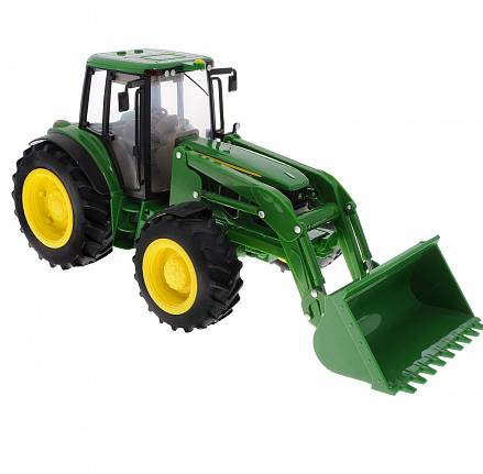 Трактор John Deere 6830 с двойными колесами и фронтальным погрузчиком 