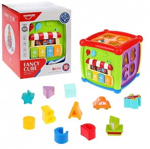 Музыкальный куб-сортер, фигурки и буквы, свет, звук (Наша Игрушка, HE0520)