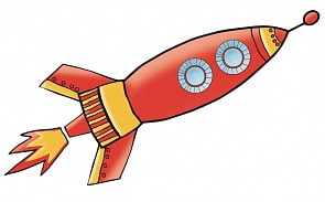 Наклейки для декора - Ракета, большой формат (Roommates, RMK2619GMk)