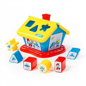 Логический домик – Смурфики, с 6 кубиками №3 (Полесье, 64431) (ассортимент)