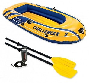 Надувная лодка - Челленджер 2 с веслами и насосом, серия Challenger, 236 х 114 х 41 см (Intex, с68367)