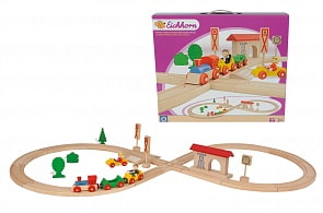 Набор деревянной железной дороги в виде восьмерки, 35 деталей (Eichhorn, 100001202)