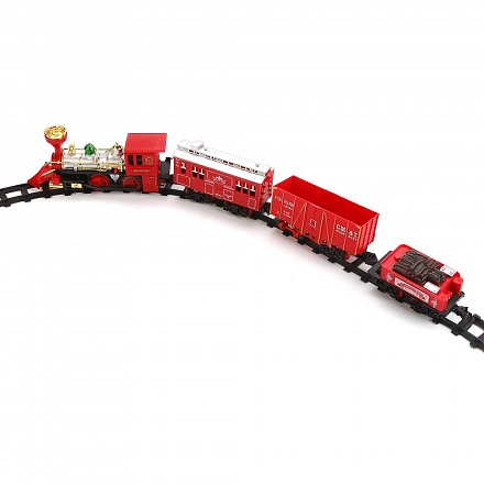 Железная дорога на батарейках с дымом и аксессуарами V8513, 25 деталей, свет и звук 