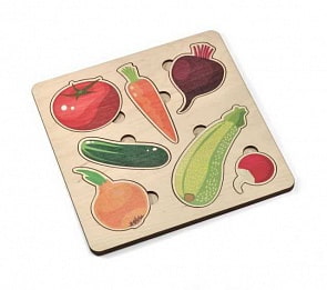 Игра развивающая деревянная – Овощи, 21 х 21 см. (Десятое королевство, 00760ДК)