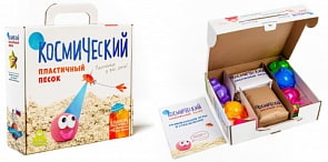 Космический песок, желтый, 1 кг, песочница и формочки (1toy, Т58570)