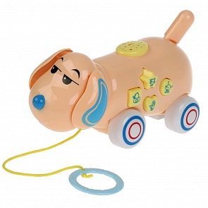 Каталка-собака на веревочке, свет и звук (B1421013)