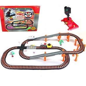 Железная дорога - Останови крушение, 2-х ярусная, с перекрёстком и семафором (YAKO, 6802L)