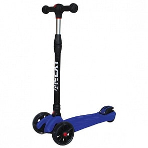 Самокат 3-колесный складной с алюминиевым корпусом, полиуретановыми светящимися колесами 135 и 90 мм., синий (M08-BLUEsim)