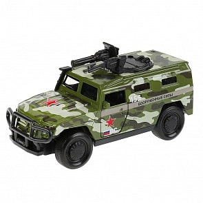 Инерционная металлическая машина - Бронемашина военная, свет-звук, 12 см, открыв двери (Технопарк,  FY6178-MIL-SL)