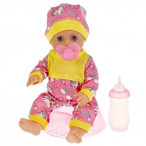 Интерактивный пупс – Полина, пьет, писает, с аксессуарами, 50 звуков, 25 см (Карапуз, Y25BB-B1-35662)