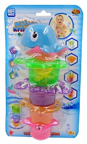 Дельфин для ванной, в наборе с аксессуарами (5 предметов) – Веселое купание (Abtoys, PT-00528)