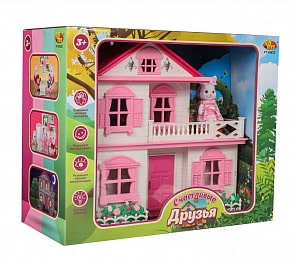 Игровой набор Счастливые друзья - Вилла загородная с аксессуарами, свет (ABtoys, PT-00832)
