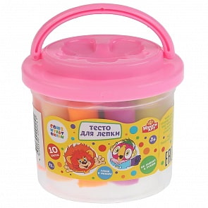 Тесто для лепки Союзмультфильм 10 цветов 75 гр + формочка, в ведре (MultiArt, S75101-CRT)