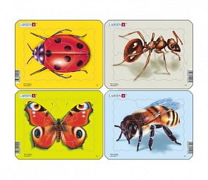 Пазл – Насекомые, 5 деталей (Larsen, Z2k)