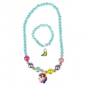 Набор украшений - Unicorn Bijou, 2 предмета: голубые радужно-перламутровые бусы голова единорога, браслет звездочка (1Toy, Т19144)