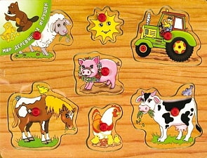 Рамка с вкладышами - Домашние животные (Мир деревянных игрушек, Р12)