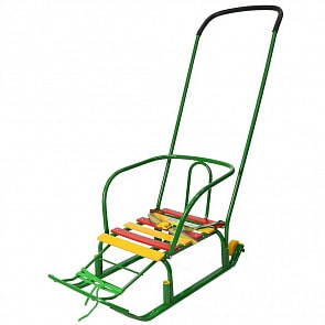 Санки с колесиками и высокой спинкой Считалочка - Девятка, зеленые (RT, 6250RT)