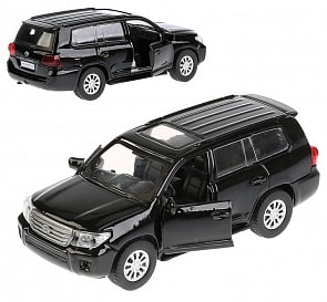 Металлическая инерционная машина - Toyota Land Cruiser, 12,5 см, черный, открываются двери (Технопарк, CRUISER-BK)