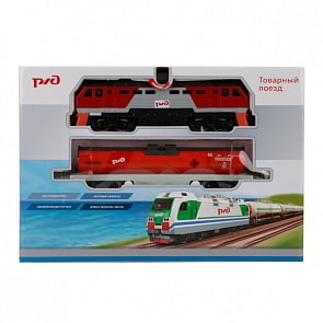 Железная дорога «Товарный поезд РЖД» на батарейках, свет и звук (Играем вместе, 9654-01sim)
