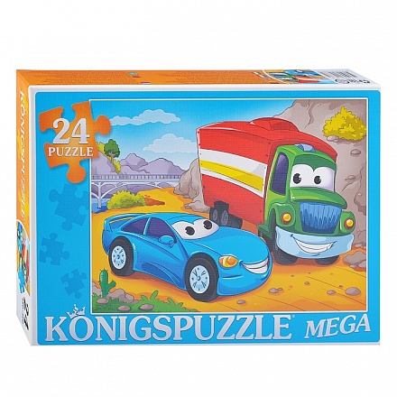 Мега-пазлы Konigspuzzle Веселый транспорт, 24 элемента 