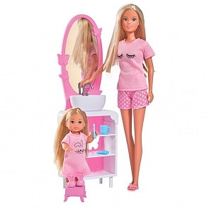 Набор - Время умываться - куклы Штеффи, 29 см и Еви 12 см (Simba, 5733198029)