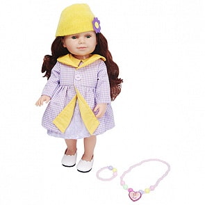 Кукла в клетчатом лиловом плащике, 40 см. с аксессуарами (LiliPups, LVY006)