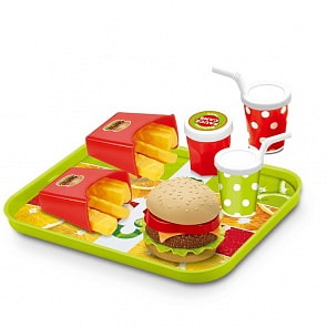 Набор продуктов - Фаст Фуд на подносе (Junfa Toys, XJ326H-7)
