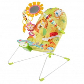 Шезлонг с вибрацией, музыкой, мягкими игрушками, режимами громкости, желтый (Умка, 898-912-RU)
