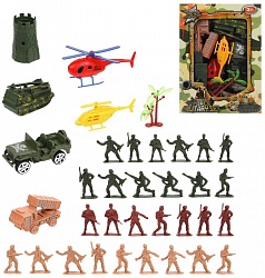 Набор Военный: солдаты 29 шт, техника 5 шт, аксессуары (Наша Игрушка, HL-77) - миниатюра