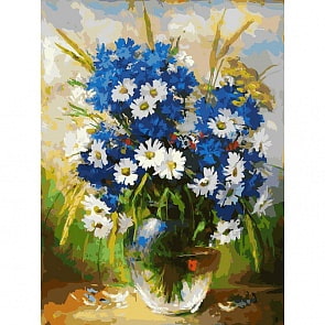 Раскраски по номерам - Ромашки и васильки, 30 х 40 см (Белоснежка, 143-AS)