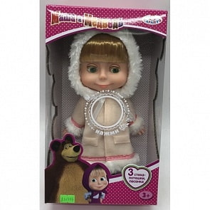 Кукла Маша в шубе из серии Маша и Медведь, 25 см., озвученная, 3 стиха и песенка (Карапуз, 83033F)