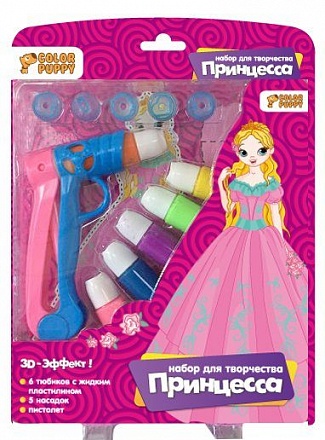 Набор для творчества Принцесса с жидким пластилином 6 цветов, пистолет 