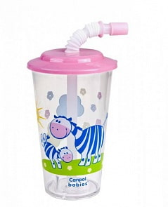 Поильник спортивный с трубочкой розовый 320 мл, 12+ (Canpol, 4/112_250930142)