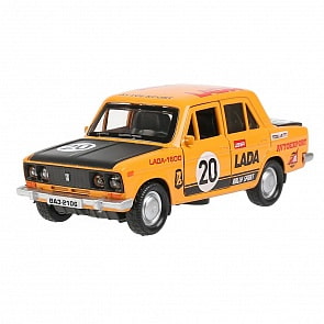 Машина Ваз-2106 жигули – Спорт, 12 см, открываются двери, инерционный механизм, цвет желтый (Технопарк, 2106-12SRT-YE)