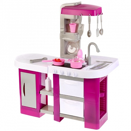 Игровой набор – Кухня с аксессуарами, фиолетовая, 53 предмета, свет и звук 