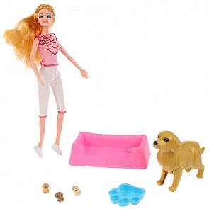 Кукла с собакой и щенками, 29 см (B1709206)
