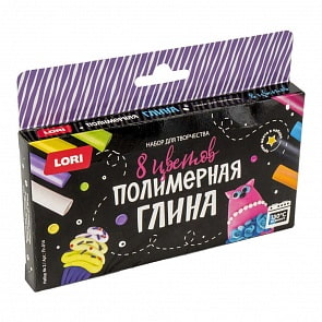 Глина полимерная, 8 цветов (Lori, Пг-014)