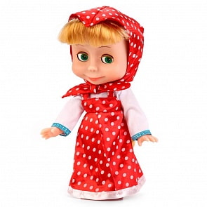 Интерактивная кукла – Маша и Медведь. Маша в платье в горох, 25 см (Карапуз, 83033B (18)sim)