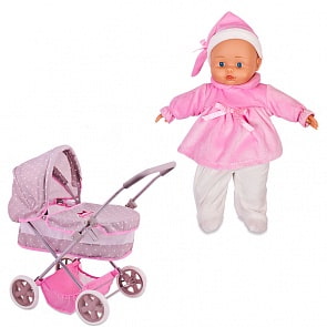 Bambolina Boutique - Классическая коляска с куклой, 36 см (Dimian, 9613WB-M4)