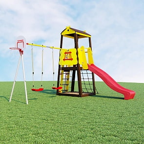 Дачный комплекс Избушка + пластиковые качели (Romana, СГ000004326)