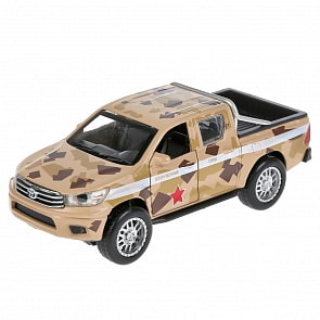 Машина металлическая Toyota Hilux камуфляж 12 см, открываются двери, инерция, цвет - песочный (Технопарк, HILUX-12MIL-BN)