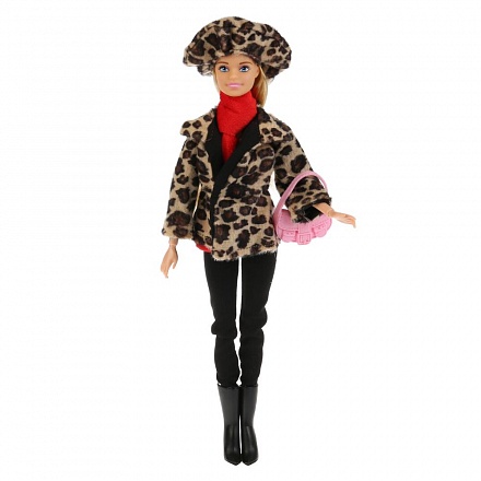Кукла София в леопардовом пальто и шапке с аксессуарами, 29 см 