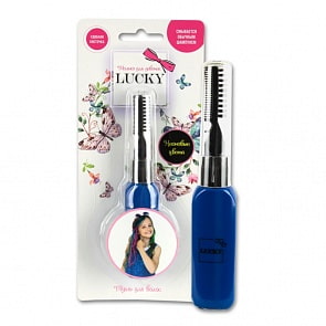 Тушь для волос, неоновые цвета: синий, на блистере, объём 15 мл. (Lucky, Т11931)