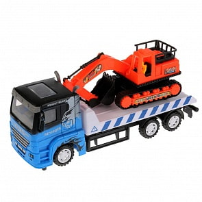 Автовоз инерционный с экскаватором, разные цвета (1711A590) (ассортимент)