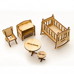 Сборная деревянная модель для кукольного домика - Детская, 5 позиций (Теремок, КМ-3sim)