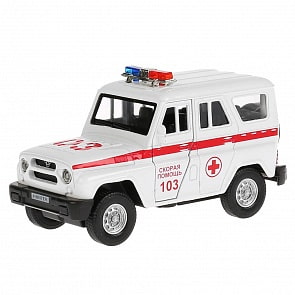Инерционная металлическая машина - свет-звук Uaz Hunter – Скорая, 12 см, открываются двери (Технопарк, HUNTER-AMB-SL)