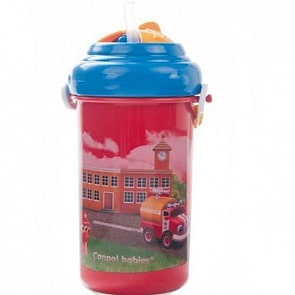 Поильник спортивный с крышкой и трубочкой – Vehicles, красный, 400 мл, 12+ (Canpol, 250930117)